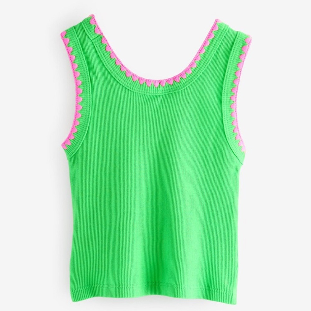 GAP Kids Green Tank Top with Pink Trim